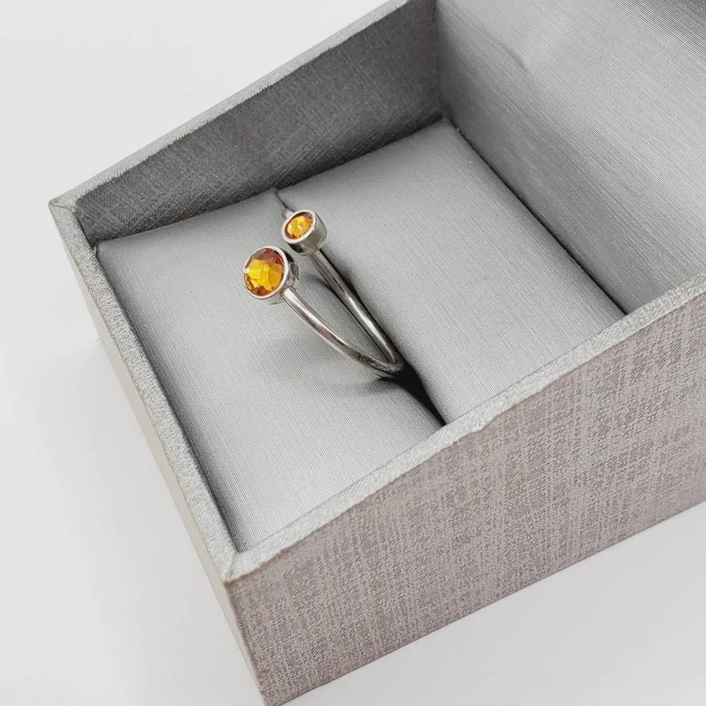 Round Topaz Simulant 925 Sterling Silver November Birthstone Open Ring